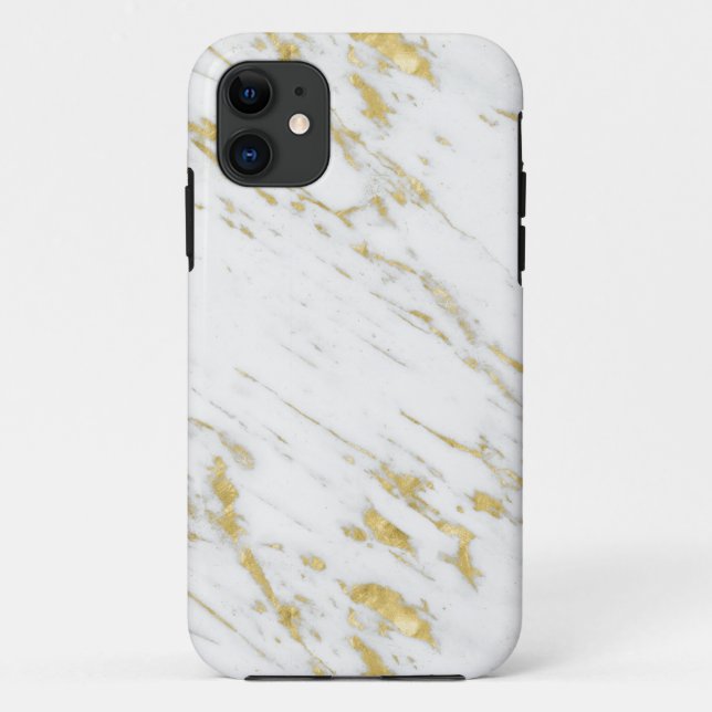 Capa Para iPhone 11 Pedra Branca Moderna E Dourada Marble (Verso)
