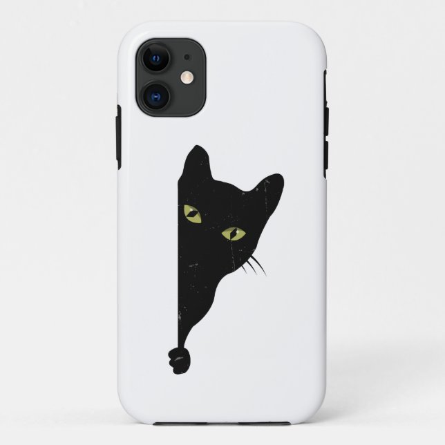 Capa Para iPhone 11 Peeking de Gato Negro (Verso)