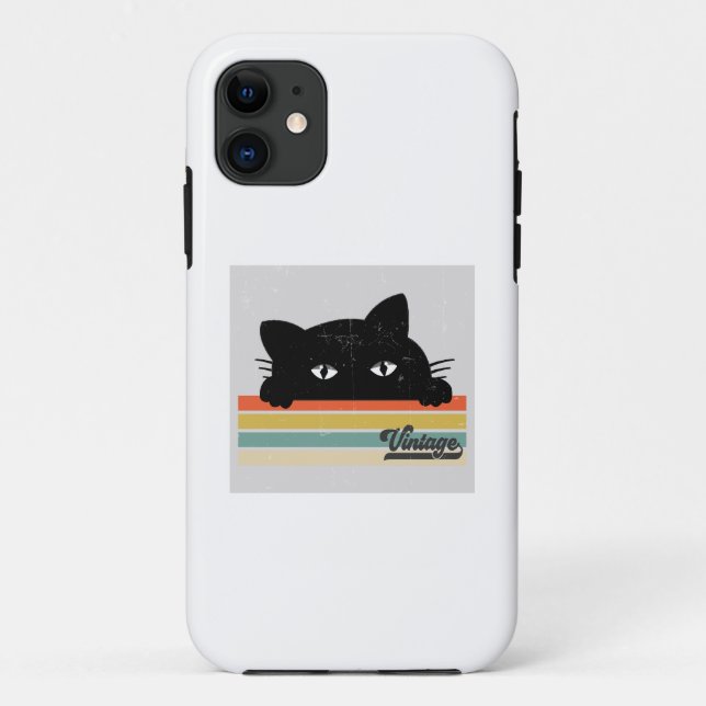 Capa Para iPhone 11 Peeking de Gato Negro (Verso)