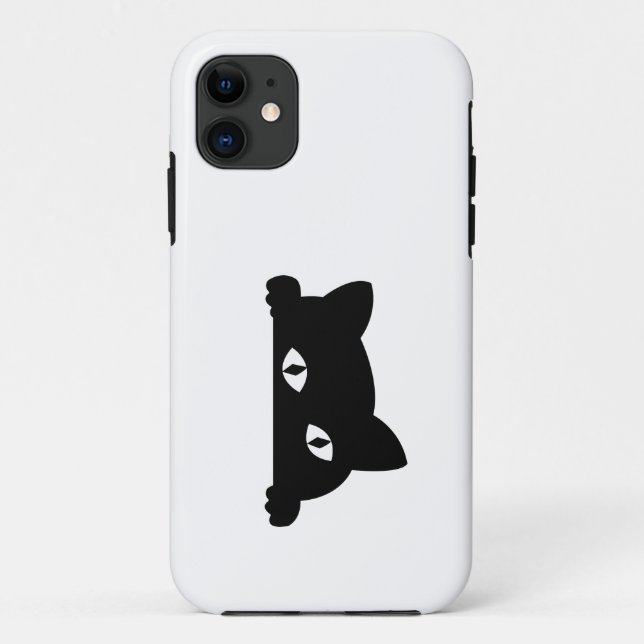 Capa Para iPhone 11 Peeking de Gato Negro (Verso)