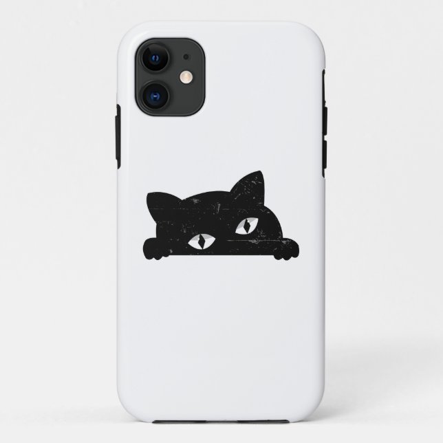 Capa Para iPhone 11 Peeking de Gato Negro (Verso)