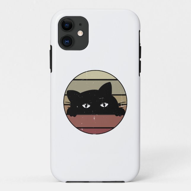 Capa Para iPhone 11 Peeking de Gato Negro (Verso)