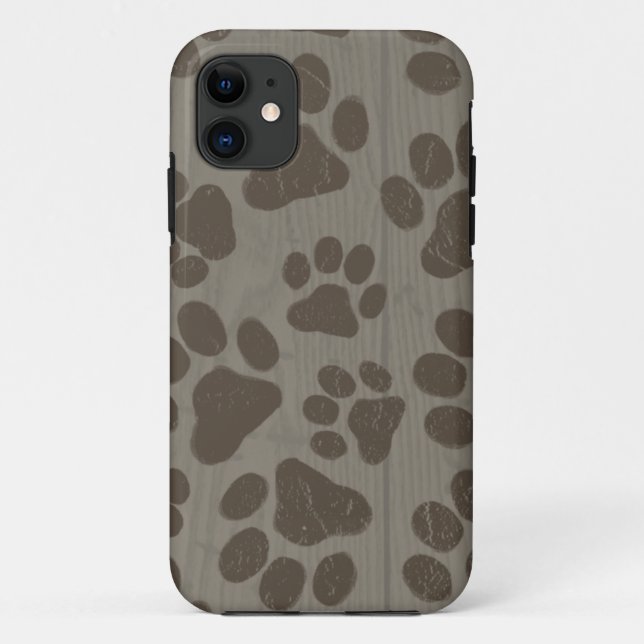 Capa Para iPhone 11 Pegadas de Patas de Cachorro (Verso)