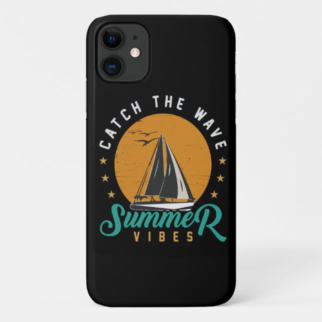 Capa Para iPhone 11 Pegue a Onda Vibrações de Verão (Verso)
