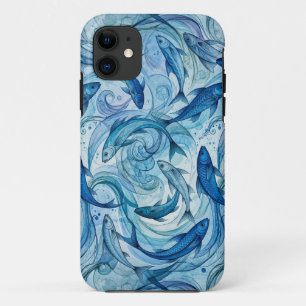 Capa Para iPhone 11 Peixe Azul Místico Fluindo Harmonia