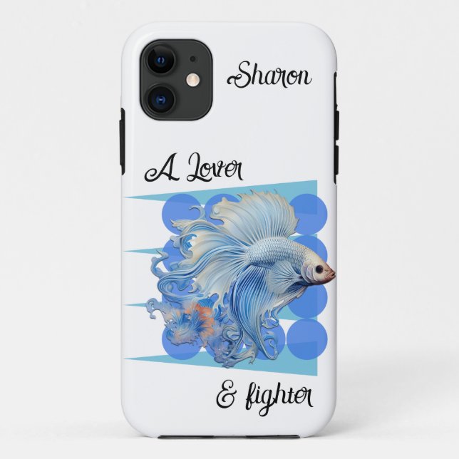 Capa Para iPhone 11 "Peixe de Combate Siames"  (Verso)