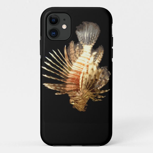 Capa Para iPhone 11 Peixe-leão contra um Fundo Escuro (Verso)