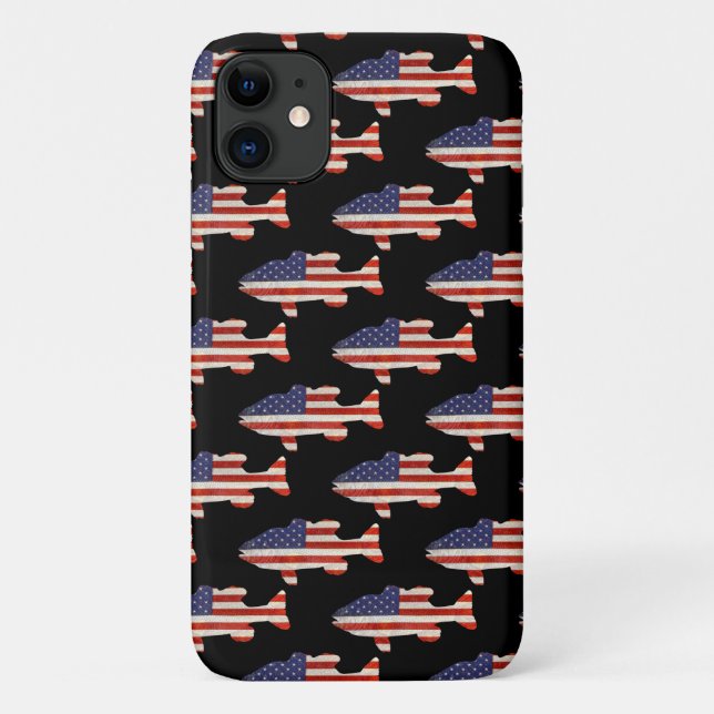 Capa Para iPhone 11 Peixe-pavilhão americano a preto (Verso)