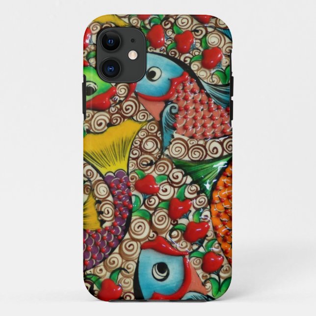 Capa Para iPhone 11 Peixes artísticos (Verso)