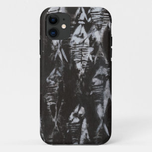 Capa Para iPhone 11 Peixes Brancos Fósseis em Fundo Preto