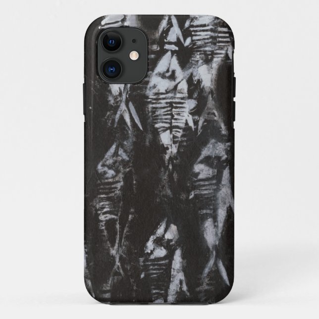Capa Para iPhone 11 Peixes Brancos Fósseis em Fundo Preto (Verso)