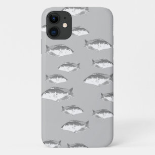 Capa Para iPhone 11 Peixes de cinza monocromática