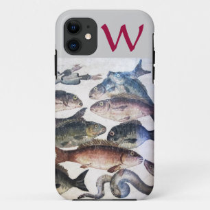 CAPA PARA iPhone 11 PEIXES DE MOSAIO ANTICOS,MONOGRAMA DE VIDA DO MAR 