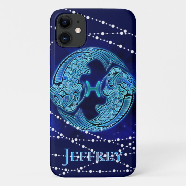 Capa Para iPhone 11 Peixes no azul escuro II (Verso)