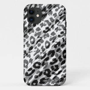 Capa Para iPhone 11 Pele animal da pele do impressão do cinza do pret