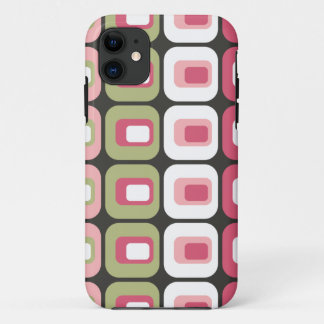 Capa Para iPhone 11 Pele arredondada retro das cinzas do verde do rosa