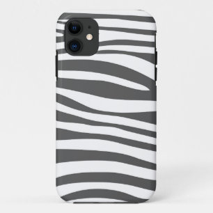 Capa Para iPhone 11 Pele de impressão animal de zebra (branca e Cinza)