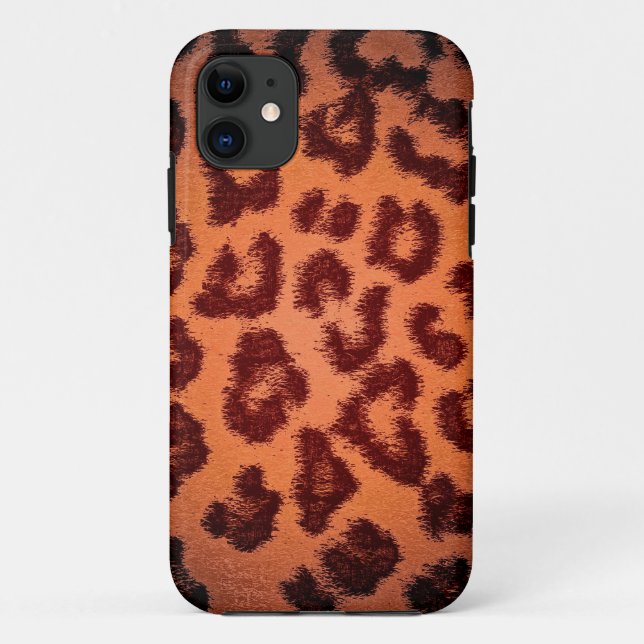 Capa Para iPhone 11 Pele de Impressão de Leopardo Castanho (Verso)