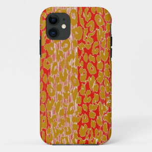 Capa Para iPhone 11 Pele de Impressão Leopardo com faixas de safra
