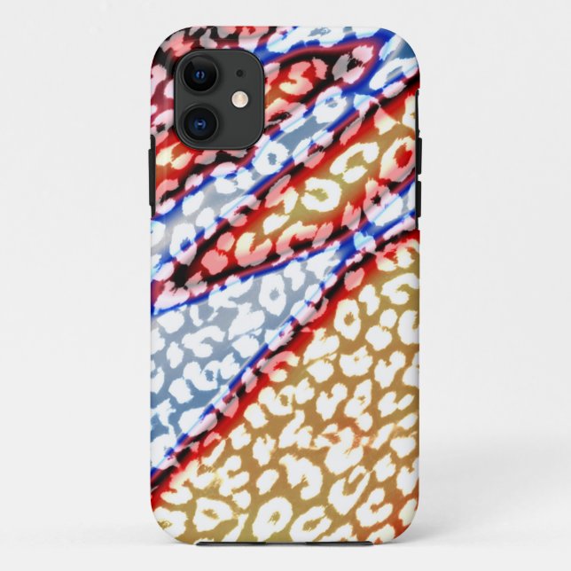 Capa Para iPhone 11 Pele de Impressão Leopardo Retro (Vermelho, Azul,  (Verso)