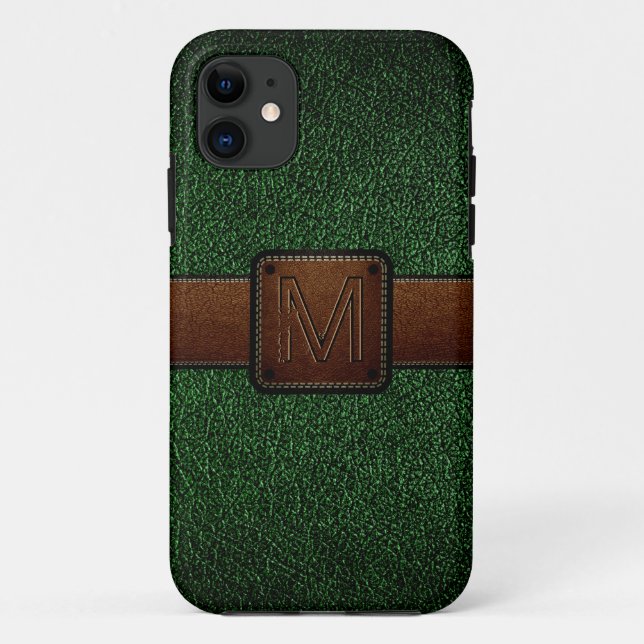 Capa Para iPhone 11 Pele verde-escura, marca castanha (Verso)