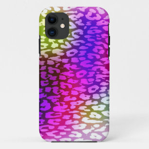 Capa Para iPhone 11 Pele verde-rosa-retrógrada-violeta-branca-leopardo