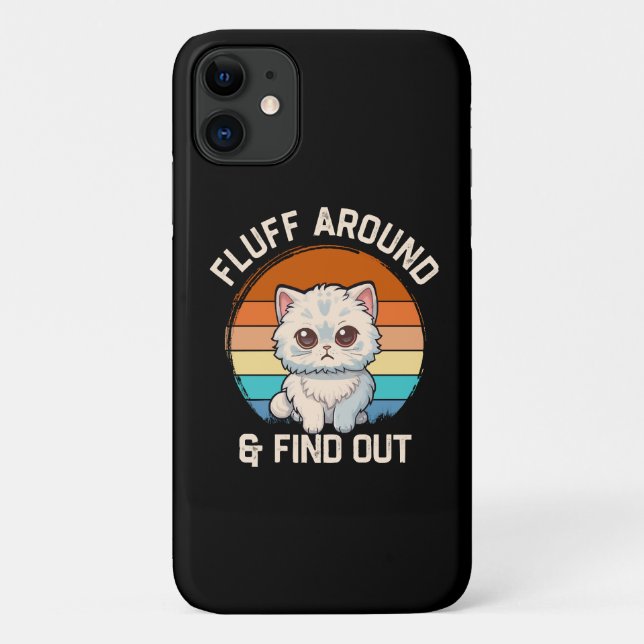 Capa Para iPhone 11 Pelo ao Redor e Descobrir Funny Retro Gato (Verso)