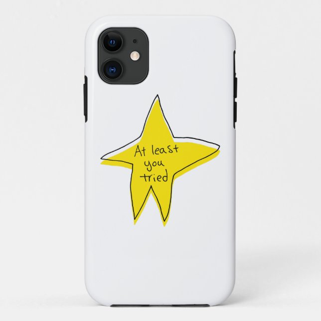 Capa Para iPhone 11 Pelo Menos Você Tentou - Estrela Amarela (Verso)