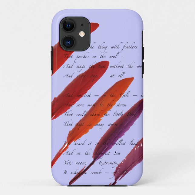Capa Para iPhone 11 penas de pássaro coloridas (Verso)