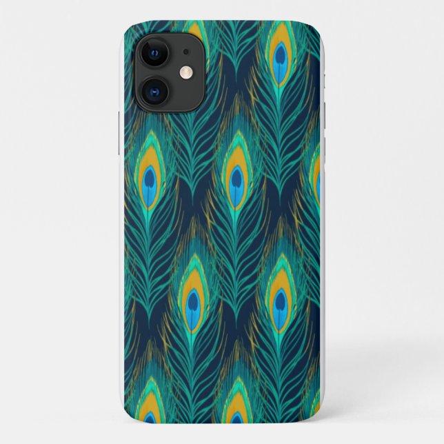 Capa Para iPhone 11 Penas de Peacock (Verso)