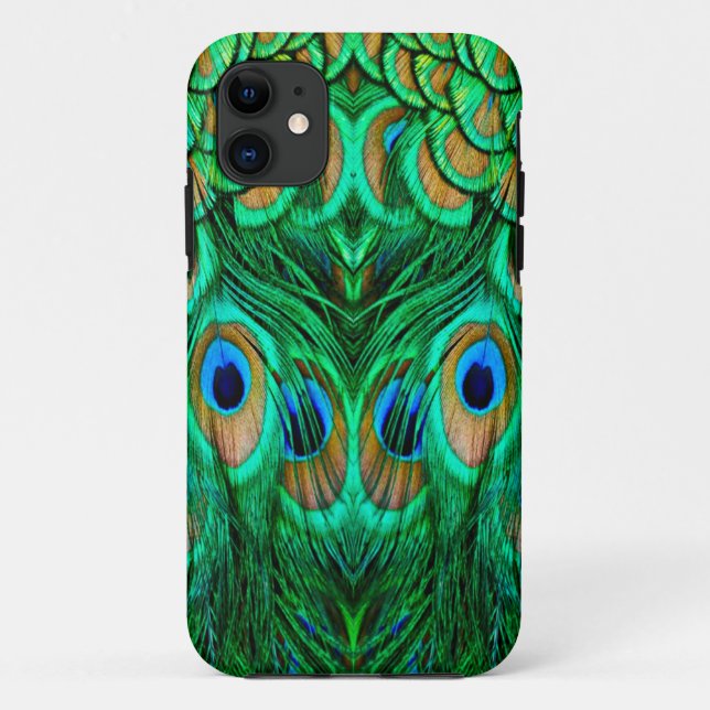 Capa Para iPhone 11 Penas de Peacock Gloriosas (Verso)