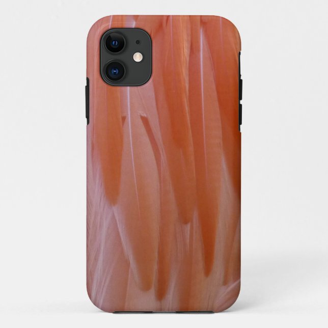 Capa Para iPhone 11 Penas Flamingo em tons de rosa (Verso)