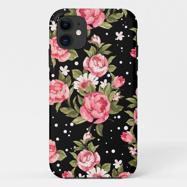 Capa Para iPhone 11 Peônias Puny cor-de-rosa (Verso)