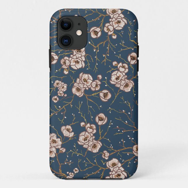 Capa Para iPhone 11 Pequenas flores padrão azul claro (Verso)