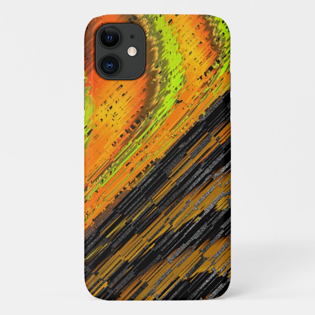 Capa Para iPhone 11 Pequeno mosaico amarelado transversal e deformado (Verso)