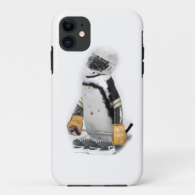 Capa Para iPhone 11 Pequeno Pinguim Vestindo Hockey Gear (Verso)