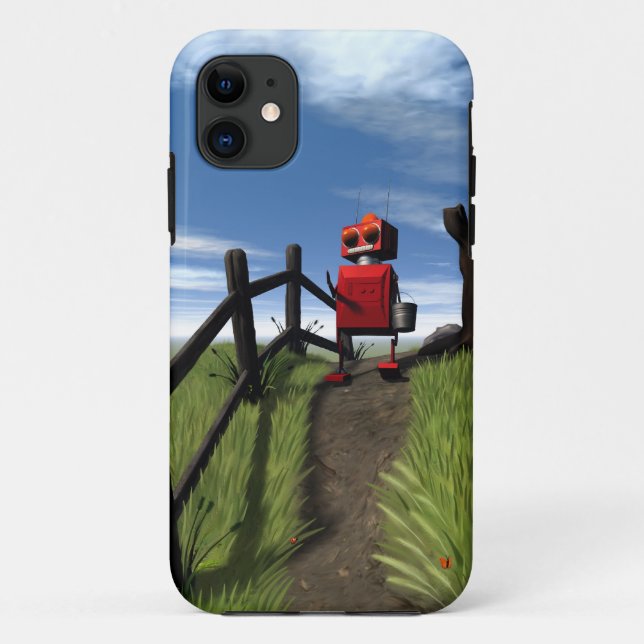 Capa Para iPhone 11 Pequeno Robô Vermelho (Verso)