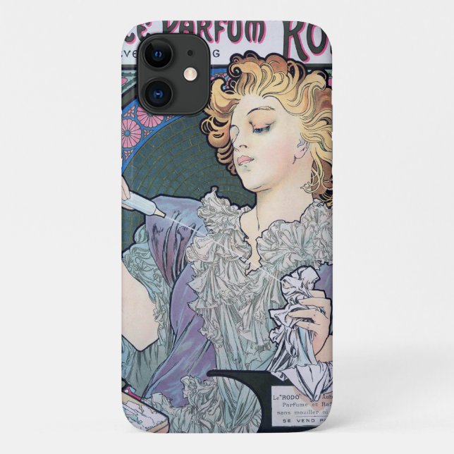 Capa Para iPhone 11 Perfume, Alphonse Mucha (Verso)