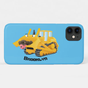 Capa Para iPhone 11 Personagem de desenho animado de bulldozer amarelo
