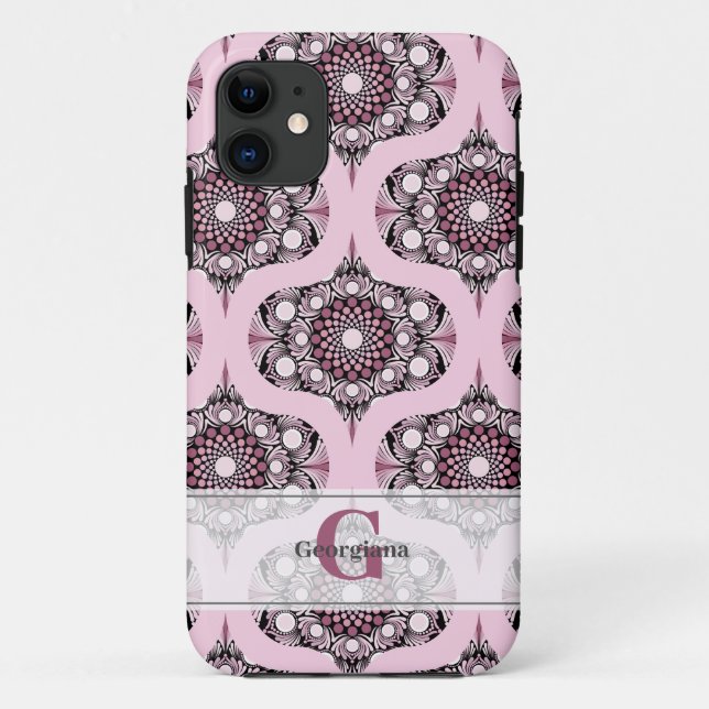 Capa Para iPhone 11 Personalizada Cherry Blossom Mandala, Rosa Dusky d (Verso)