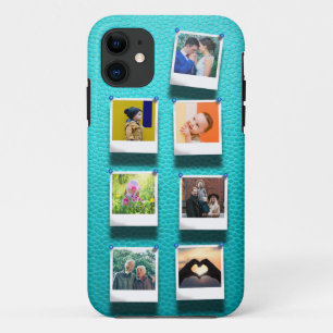 Capa Para iPhone 11 Personalizada Colagem Fotográfica Turquoise Girly 