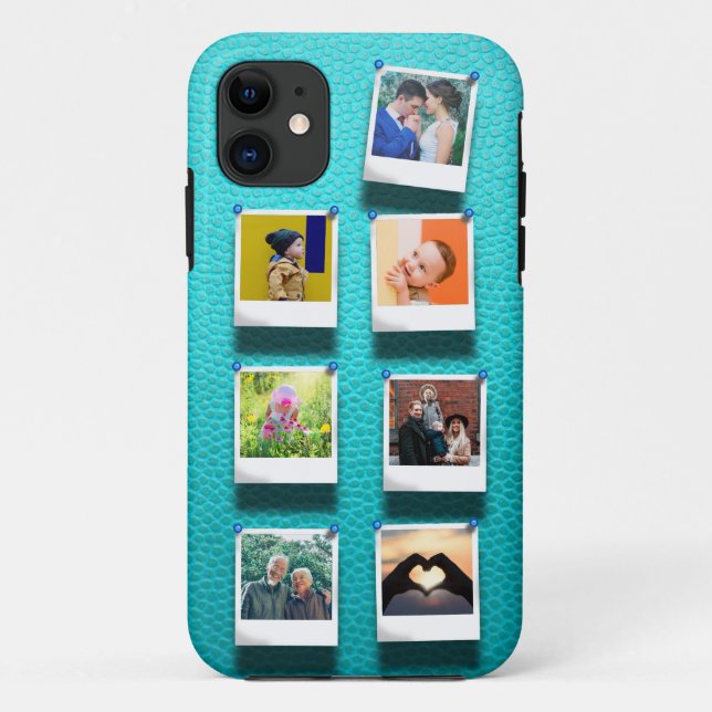 Capa Para iPhone 11 Personalizada Colagem Fotográfica Turquoise Girly  (Verso)