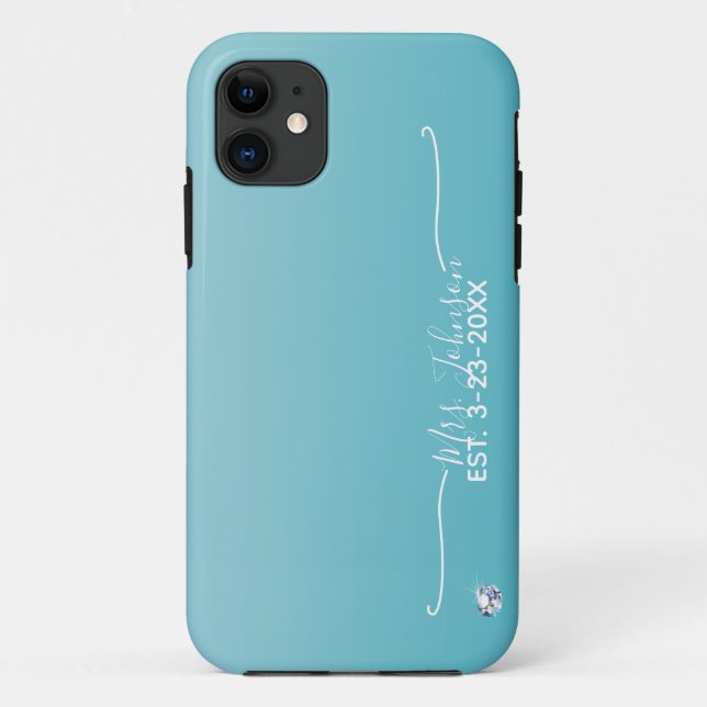 Capa Para iPhone 11 Personalizada Sra. Bride Surname design (Verso)