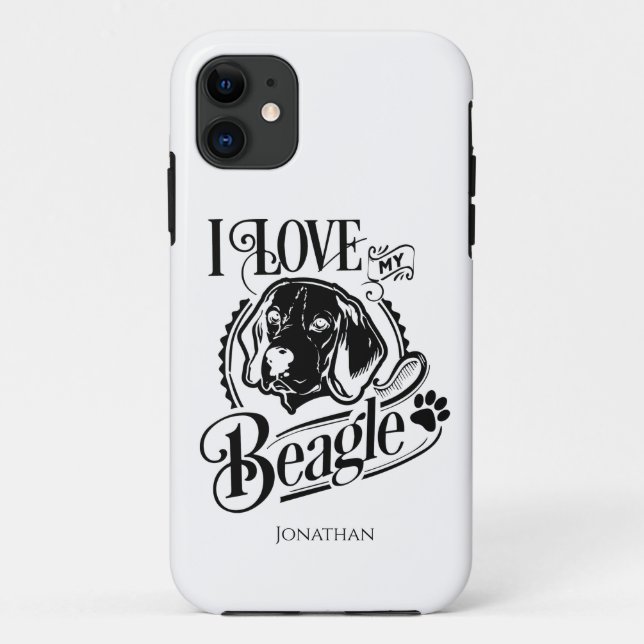 Capa Para iPhone 11 Personalizado, amo meu Beagle (Verso)