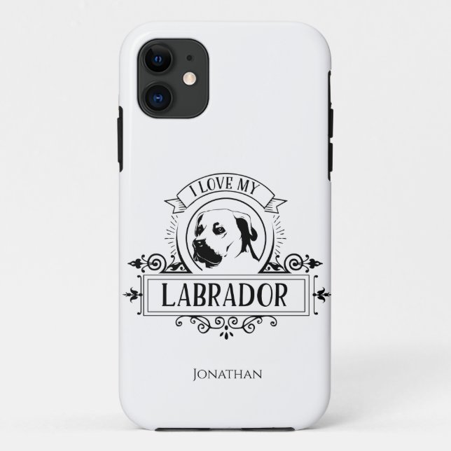Capa Para iPhone 11 Personalizado, amo o meu Labrador (Verso)