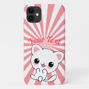 Capa Para iPhone 11 Personalizado de Kawaii White Kitten
