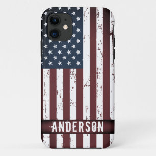 Capa Para iPhone 11 Personalizar Bandeira Azul-Americana Vermelha Patr