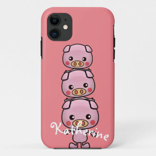 Capa Para iPhone 11 Personalizar Cartoon de Suínos Kawaii