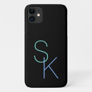 Capa Para iPhone 11 Personalizar iniciais, letras grandes em preto