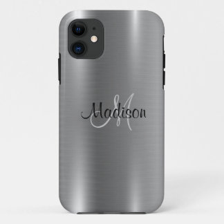 Capa Para iPhone 11 Personalizar Monograma Elegante Chic Metálico de P